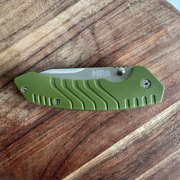 Official NRA Green Tactical Survival Liner Lock Folding Pocket Knife Knives Tool - Picture 3 of 6